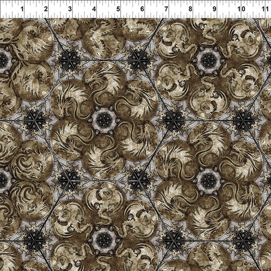 Dragons - Steampunk Dynasty Hexagons Taupe