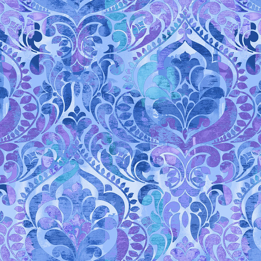 118" Wide Quilt Backing You Damask! Blue Violet from StudioE 3 YARD CUT