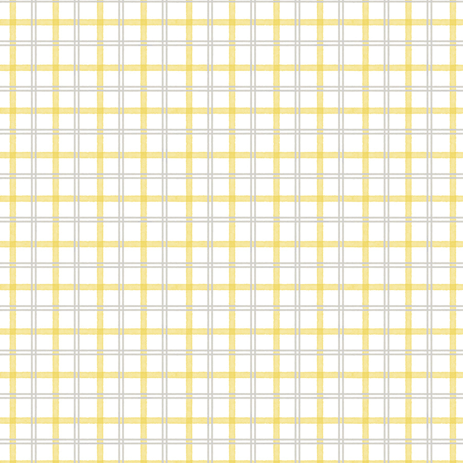 Wilmington Bees & Blooms Plaid White/Yellow 1 Yard Cut