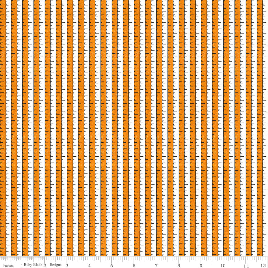 Riley Blake Costume Maker's Act II Tape Measure Orange 1 Yard Cut