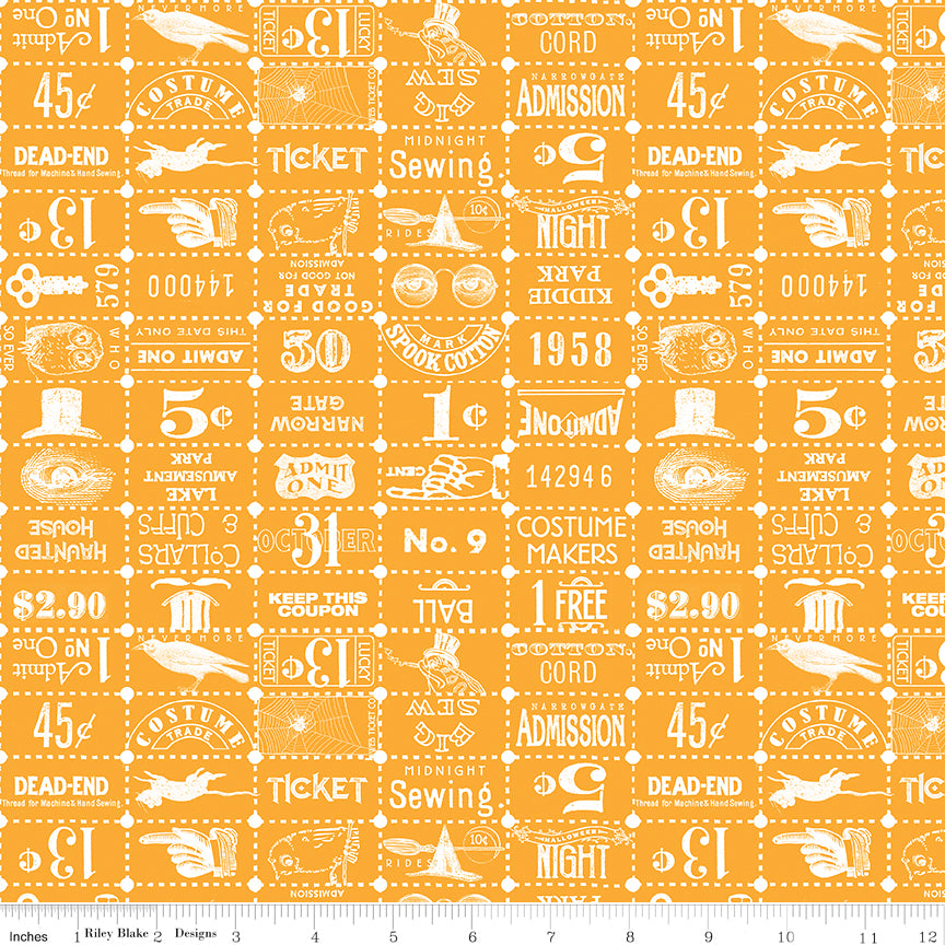 Riley Blake Costume Maker's Act II Ticket Grid Orange 1 Yard Cut