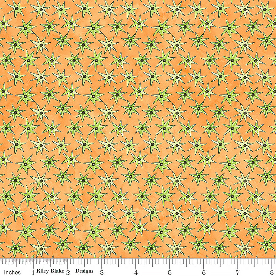 Riley Blake Ghoul Friends Ghoul Friends Stars Orange 1 Yard Cut