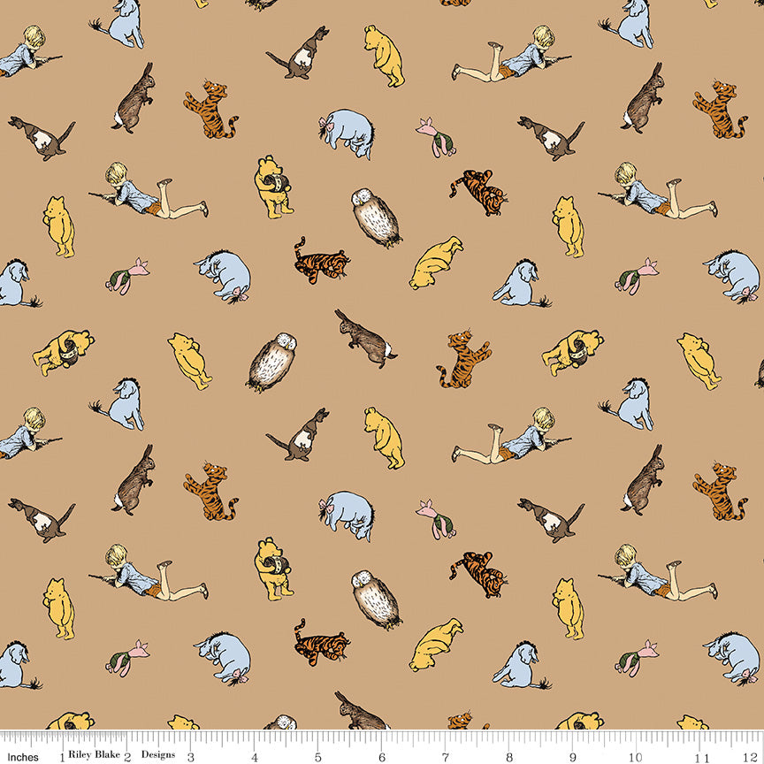Riley Blake Winnie the Pooh Characters Brown 1 Yard Cut