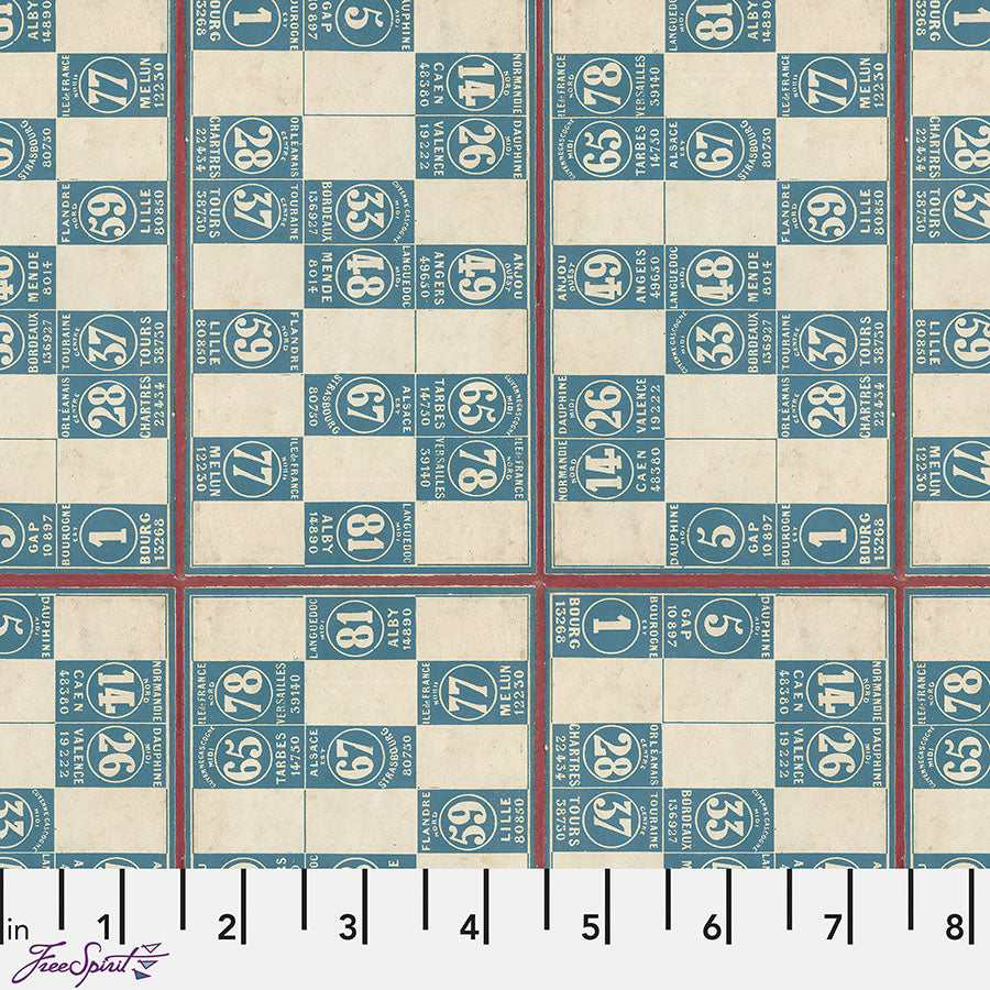 Free Spirit Eclectic Elements Palette - Blue Numbers Blue 1 Yard Cut
