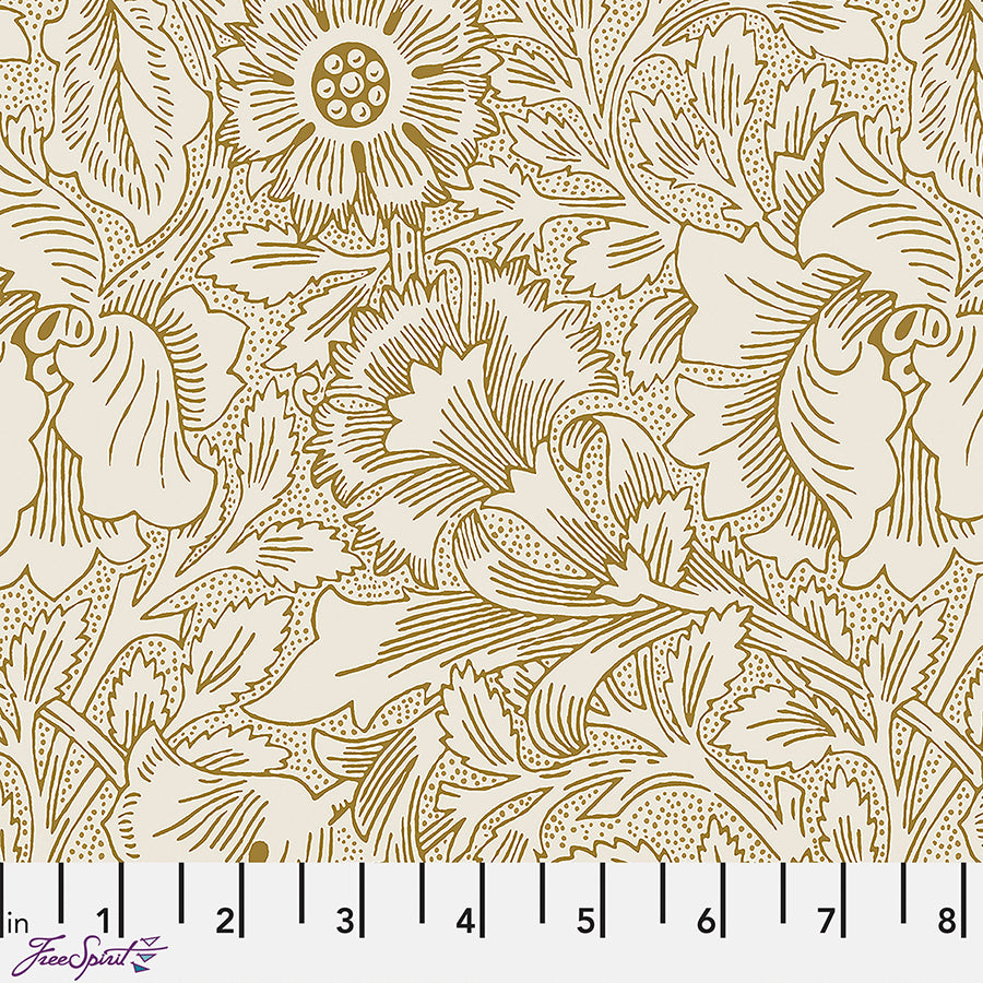 108" Quilt Backs Morris & Co. Lodden Pure Poppy Pearwood from Free Spirit 3 YARD CUT