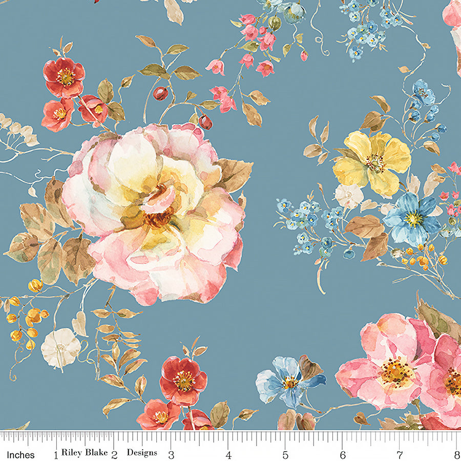 108" Wide Quilt Backing Countryside Floral Storm from Riley Blake 3 YARD CUT