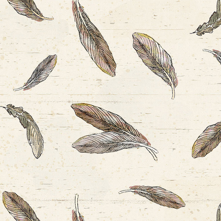 Clothworks Wildwood Feathers Light Brown 1 Yard Cut