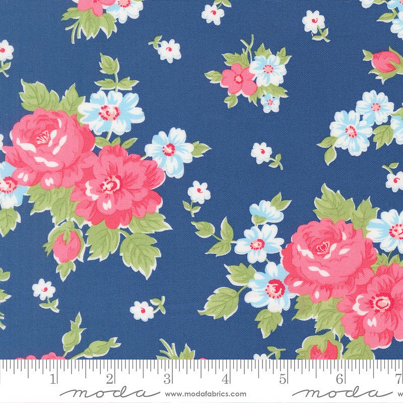 A Cat Named Stitch Blooming Florals Sea - Moda from Fort Worth Fabric Studio