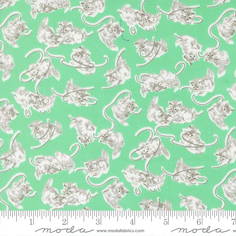 A Cat Named Stitch Kittens Green - Moda from Fort Worth Fabric Studio
