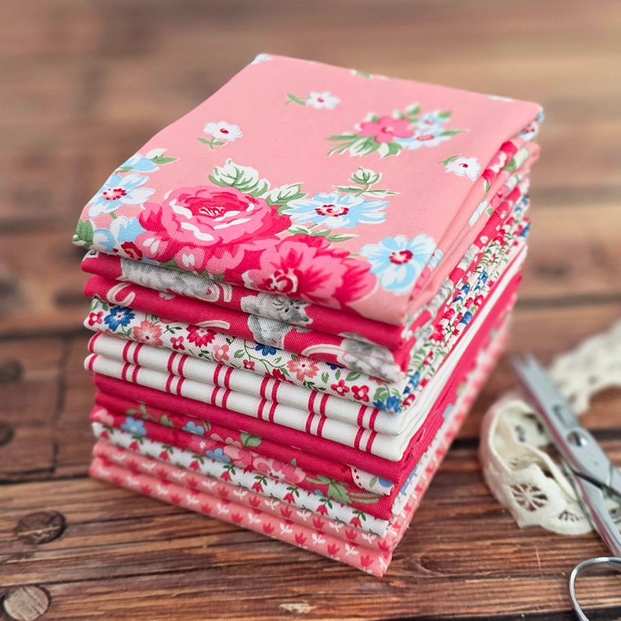A Cat Named Stitch Pink Fat Quarter Bundle from Moda 8 Prints - Moda from Fort Worth Fabric Studio
