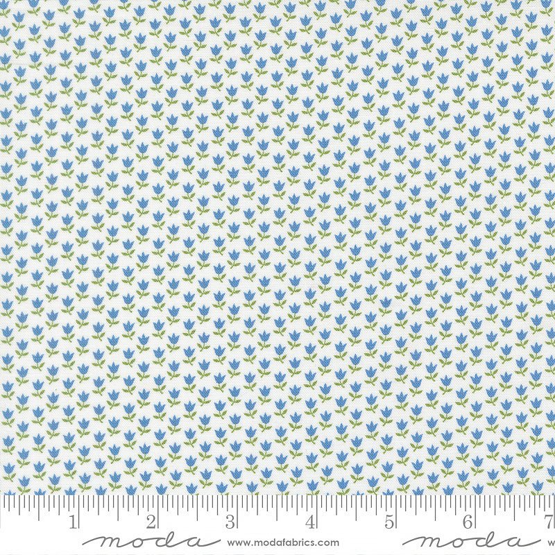 A Cat Named Stitch Small Tulips Cream Blue - Moda from Fort Worth Fabric Studio