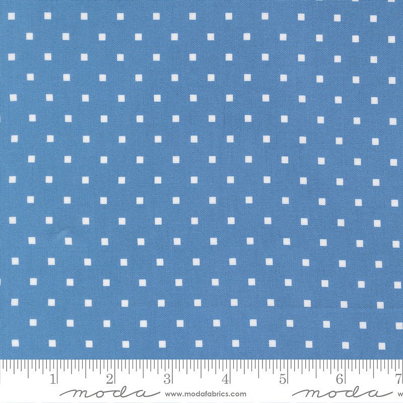 A Cat Named Stitch Square Dots Blue - Moda from Fort Worth Fabric Studio