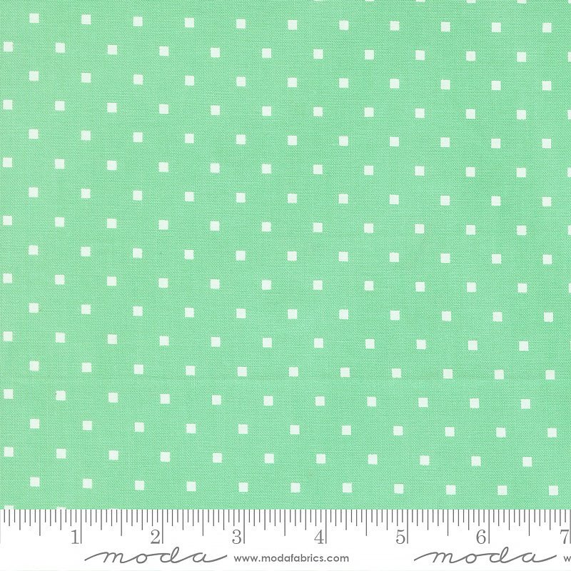 A Cat Named Stitch Square Dots Green - Moda from Fort Worth Fabric Studio