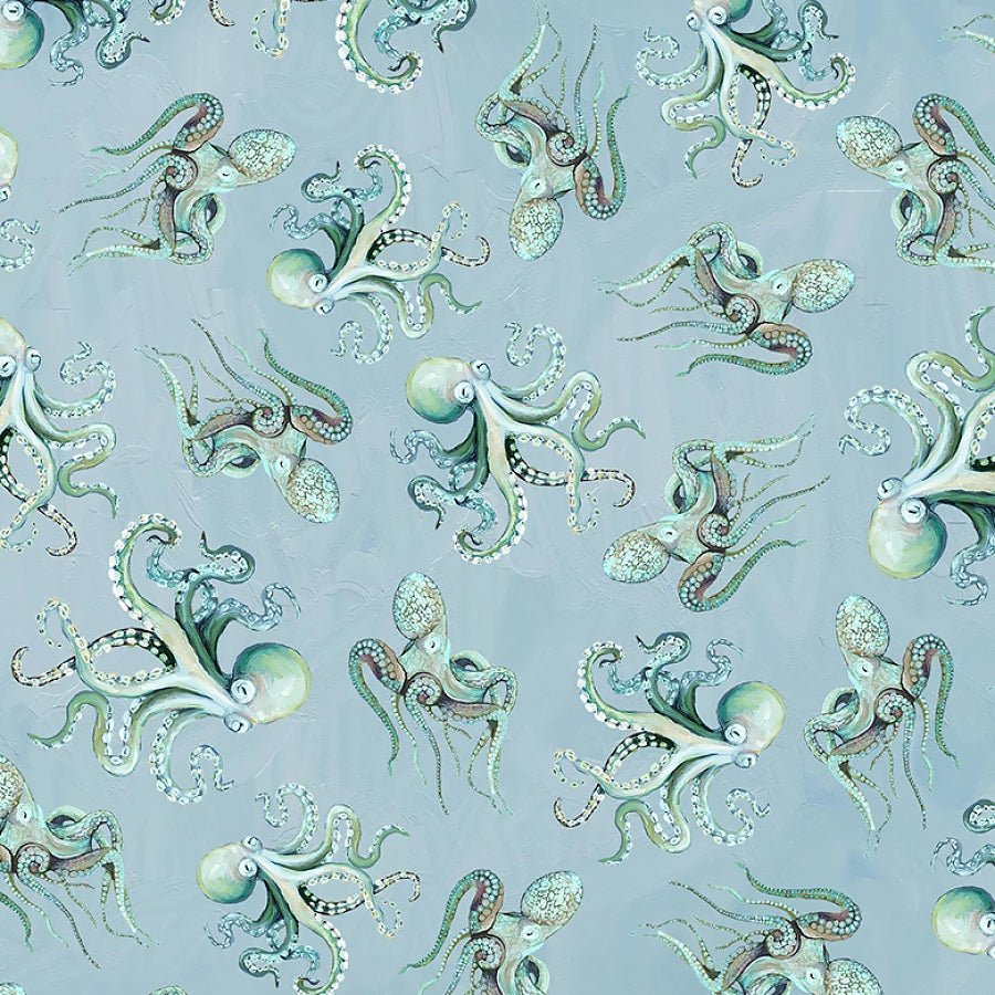 A Drop in the Ocean Octopus Toss Slate - Studio E from Fort Worth Fabric Studio