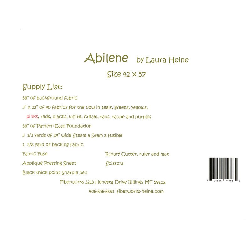 Abilene Quilt Pattern from Fiberworks Inc - Fiberworks Inc from Fort Worth Fabric Studio