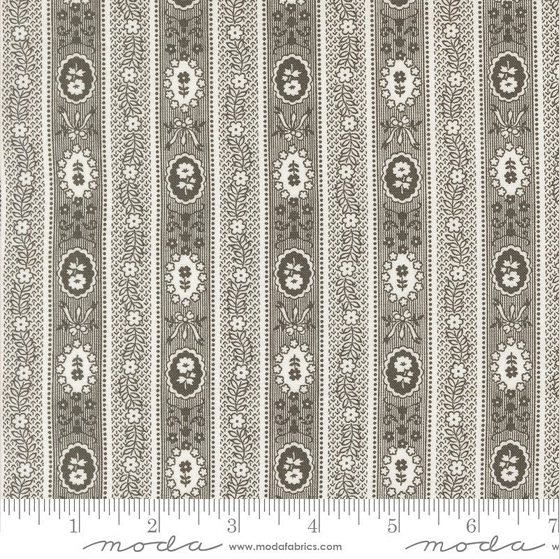 Agatha Road Floral Stripes Midnight - Moda from Fort Worth Fabric Studio