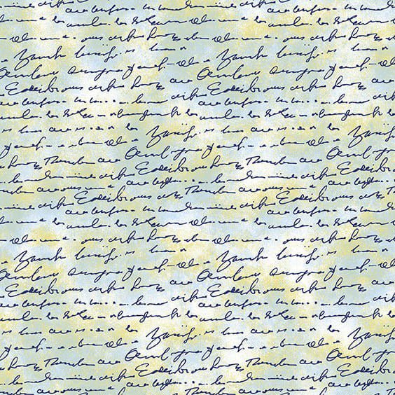 Air Mail Script on Texture Pistachio - Studio E from Fort Worth Fabric Studio