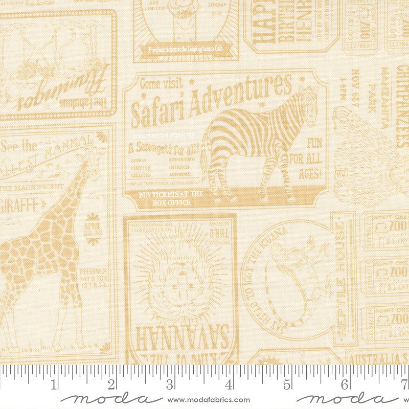 Animal Park Fun Text & Words Dove Natural - Moda from Fort Worth Fabric Studio