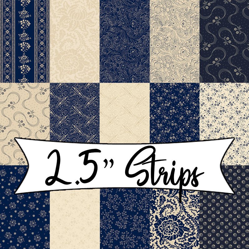 Anna B's Indigos 2.5" Strips - Marcus Fabrics from Fort Worth Fabric Studio