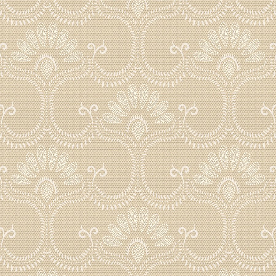 Anna B's Indigos Canvas Flowers Beige - Marcus Fabrics from Fort Worth Fabric Studio
