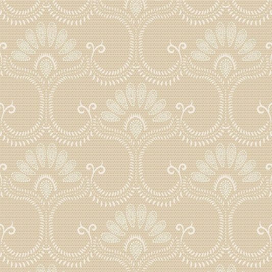 Anna B's Indigos Canvas Flowers Beige - Marcus Fabrics from Fort Worth Fabric Studio