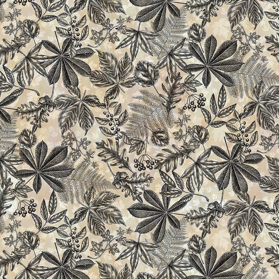 Autumn Elegance Leaf & Fern Toile Cream - In the Beginning from Fort Worth Fabric Studio