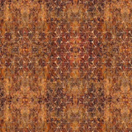 Autumn Elegance Leaf Mosaic Rust - In the Beginning from Fort Worth Fabric Studio