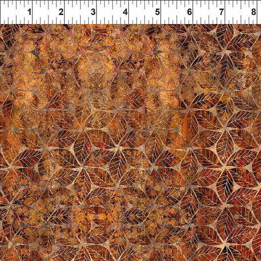Autumn Elegance Leaf Mosaic Rust - In the Beginning from Fort Worth Fabric Studio