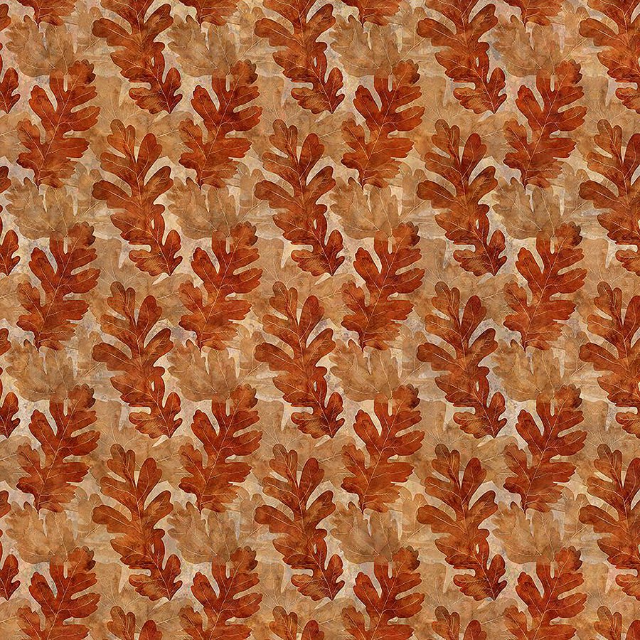 Autumn Elegance Oak Leaves Rust - In the Beginning from Fort Worth Fabric Studio