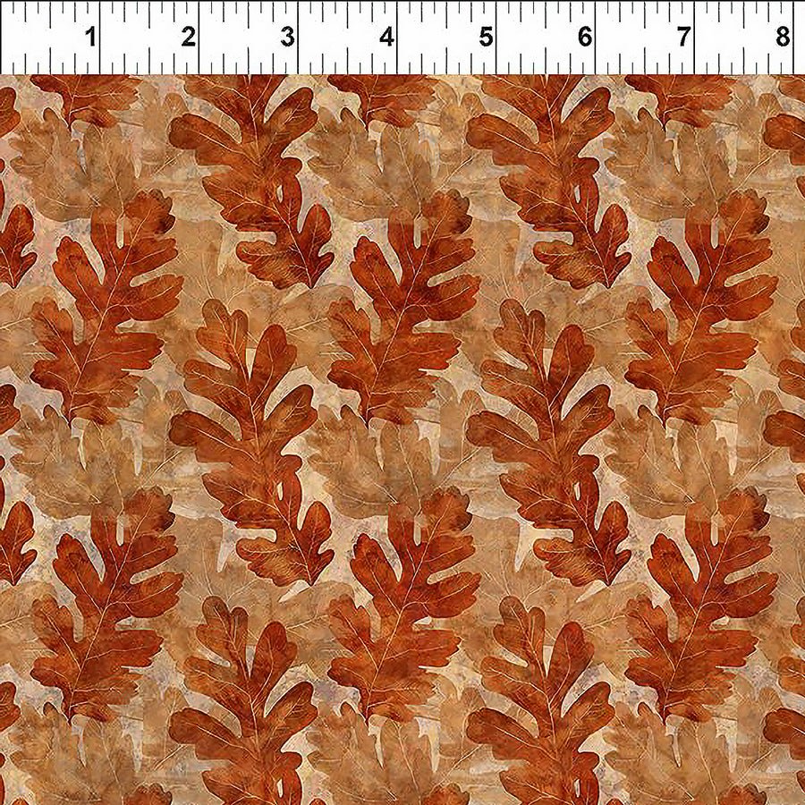 Autumn Elegance Oak Leaves Rust - In the Beginning from Fort Worth Fabric Studio
