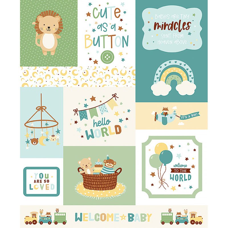 Baby Boy 35 ½" Cute as a Button Panel Multi - Riley Blake from Fort Worth Fabric Studio