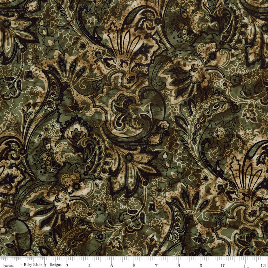 Bandanas Batiks Dark Vintage Green - Riley Blake from Fort Worth Fabric Studio