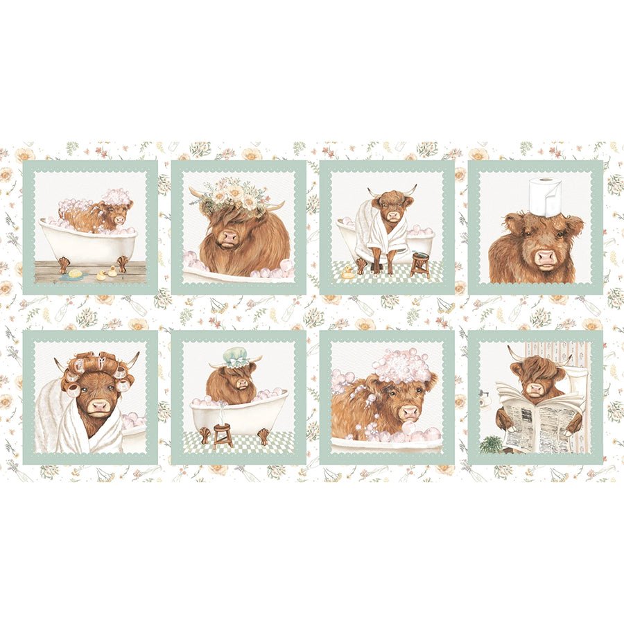 Bathing Bonnies 24" Block Panel Ginger/Mint - Studio E from Fort Worth Fabric Studio