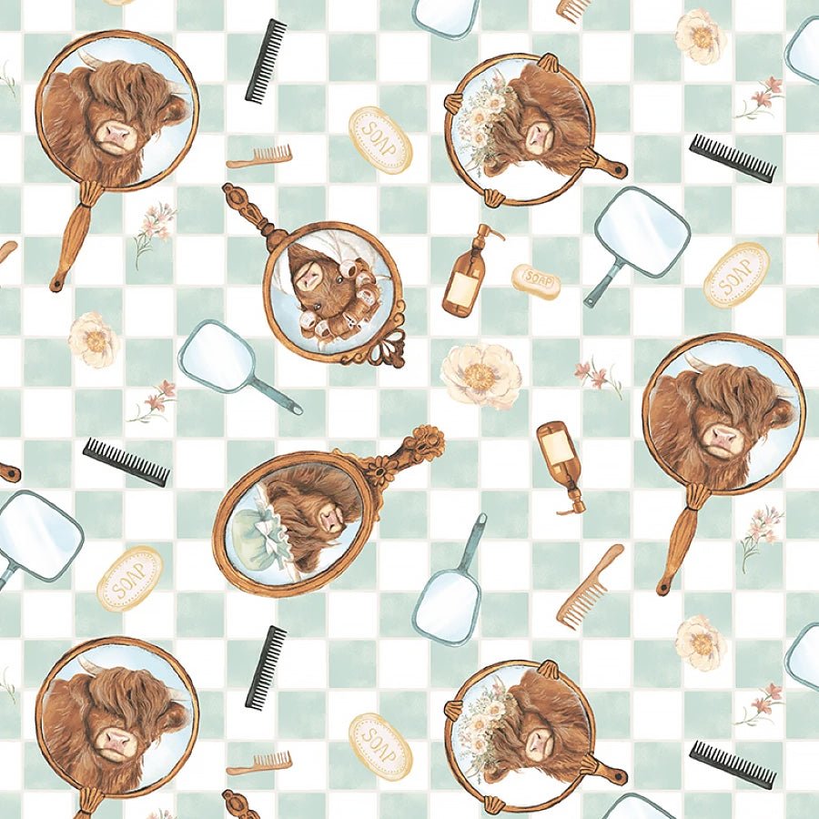 Bathing Bonnies Mirrors Ginger/Mint - Studio E from Fort Worth Fabric Studio
