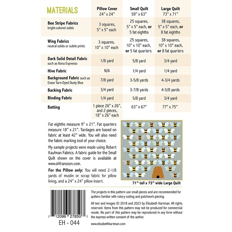 Beehive Quilt Pattern by Elizabeth Hartman - Elizabeth Hartman from Fort Worth Fabric Studio