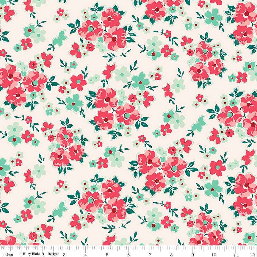 Berry & Sage Floral Latte - Riley Blake from Fort Worth Fabric Studio