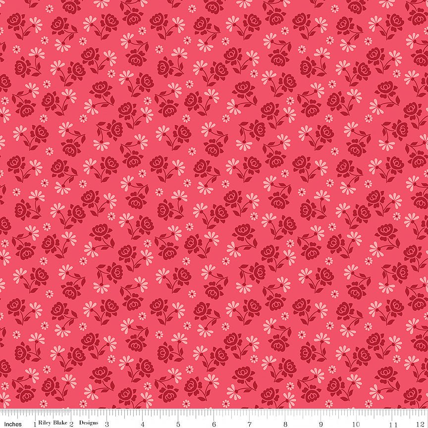 Berry & Sage Roses Tea Rose - Riley Blake from Fort Worth Fabric Studio
