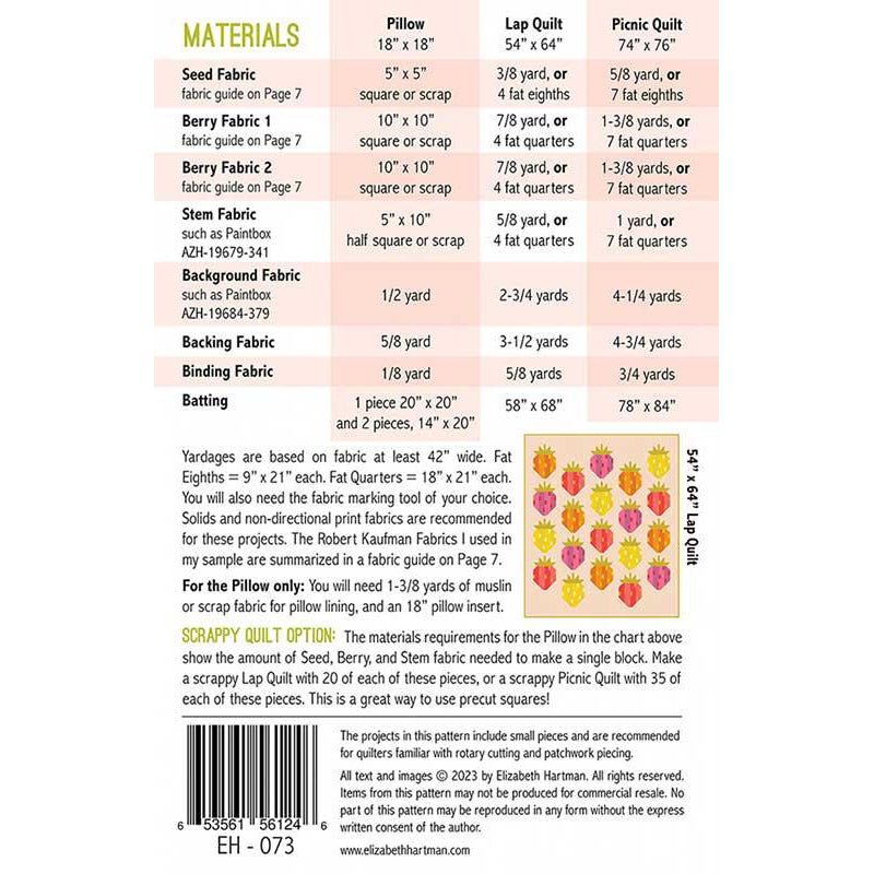 Berry Season Quilt Pattern by Elizabeth Hartman - Elizabeth Hartman from Fort Worth Fabric Studio