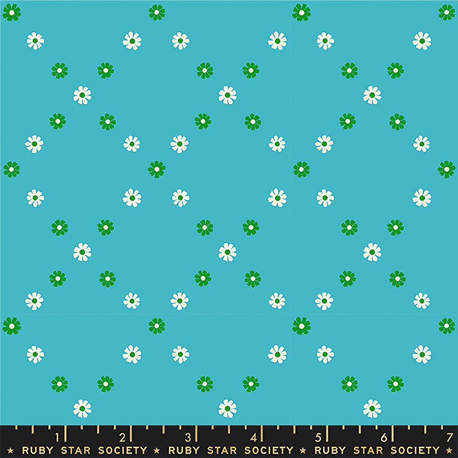 Best Day Ever Diamond Flowers Dark Turquoise - Ruby Star Society from Fort Worth Fabric Studio