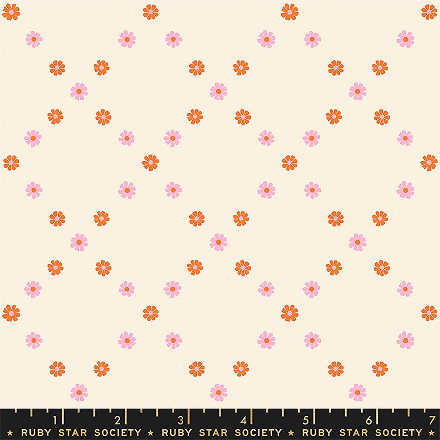 Best Day Ever Diamond Flowers Posy Orange - Ruby Star Society from Fort Worth Fabric Studio