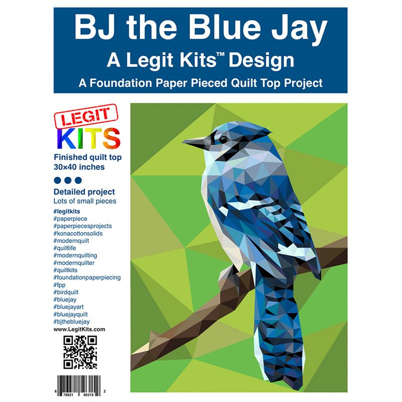 BJ the Blue Jay Foundation Paper Pieced Quilt Pattern by Legit Kits Design - Legit Kits Design from Fort Worth Fabric Studio