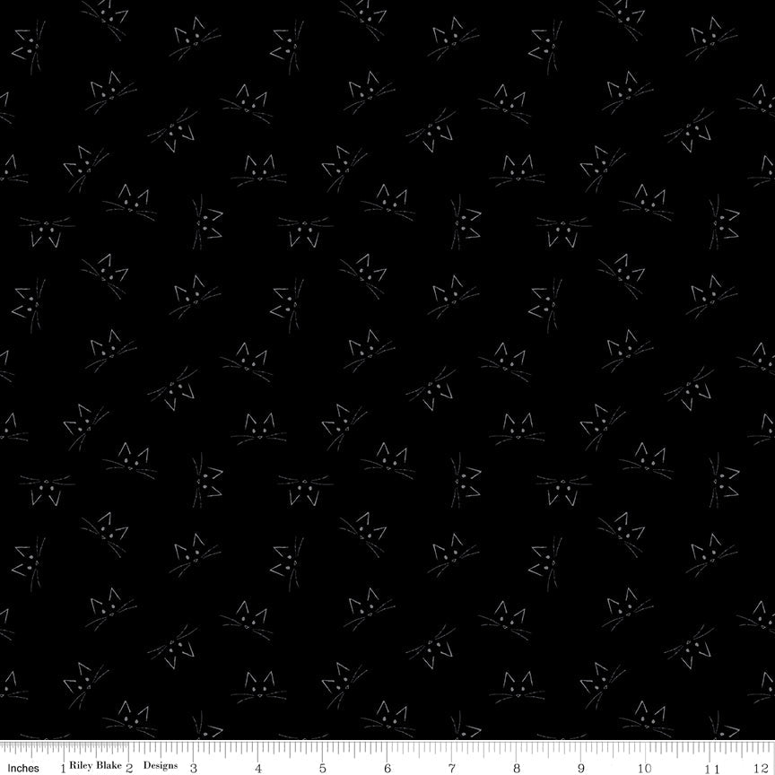 Blackout Cat Face Black - Riley Blake from Fort Worth Fabric Studio