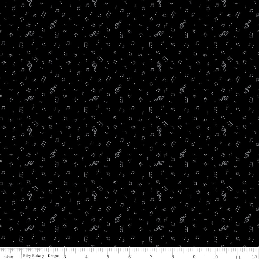 Blackout Notes Black - Riley Blake from Fort Worth Fabric Studio