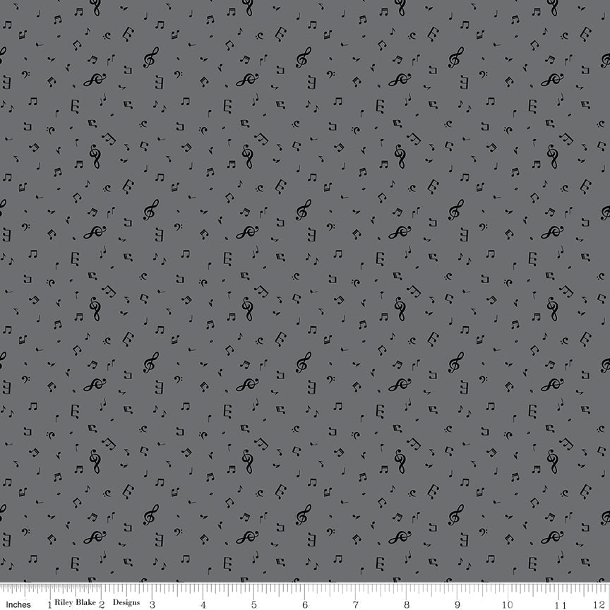 Blackout Notes Gray - Riley Blake from Fort Worth Fabric Studio