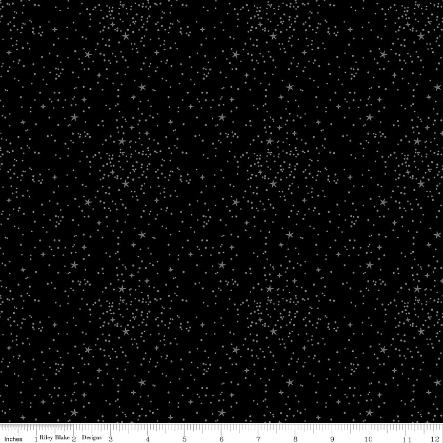 Blackout Stars Black - Riley Blake from Fort Worth Fabric Studio