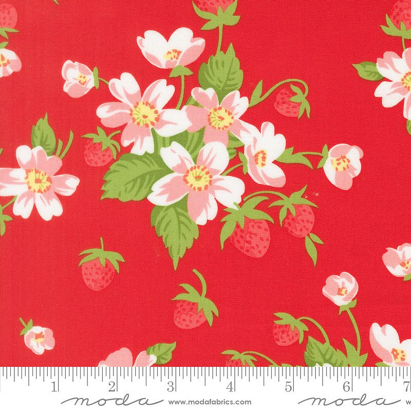 Bloomsberry Florals & Strawberries Red - Moda from Fort Worth Fabric Studio