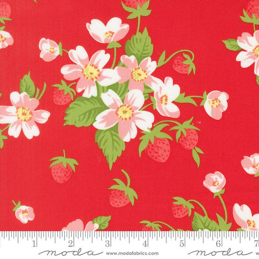 Bloomsberry Florals & Strawberries Red - Moda from Fort Worth Fabric Studio