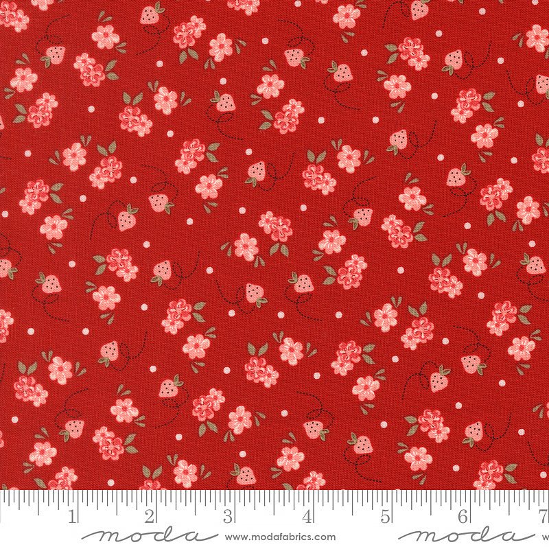 Blossom Jubilee Strawberry Florals Cherry - Moda from Fort Worth Fabric Studio