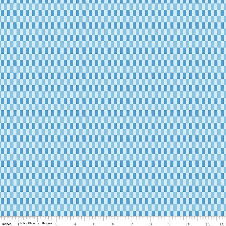 Blue Blooms & Threads Checks Blue - Riley Blake from Fort Worth Fabric Studio