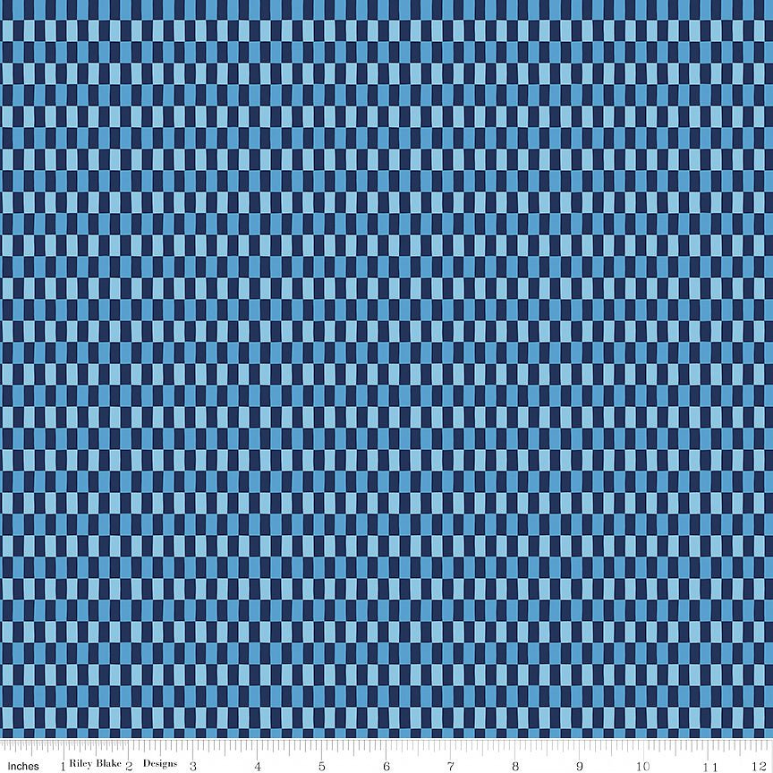 Blue Blooms & Threads Checks Navy - Riley Blake from Fort Worth Fabric Studio